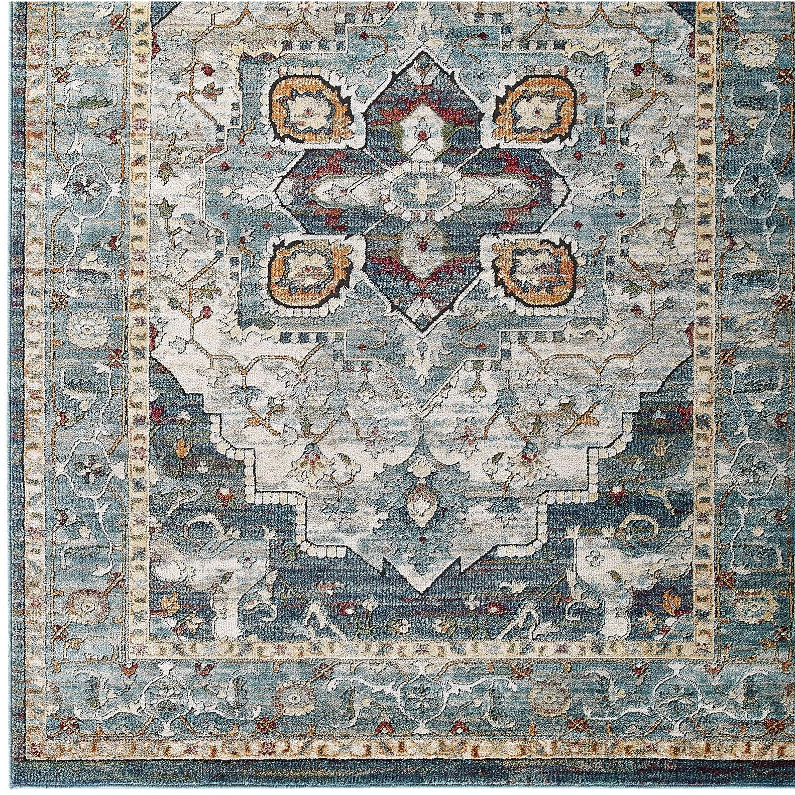 Modway Furniture R-1190A-58 5 x 8 in. Tribute Diantha Distressed Vintage Floral Persian Medallion Area Rug  Multicolor