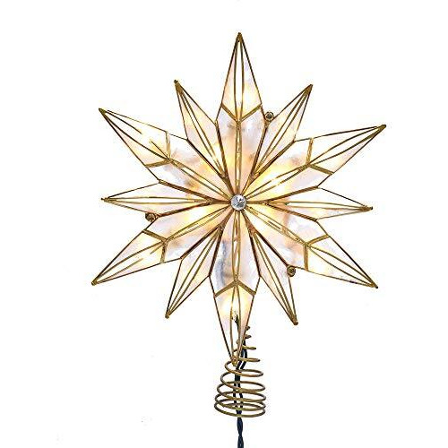 Kurt S. Adler UL3150 10-Light 12 Point Capiz Star & Center Gem Treetop