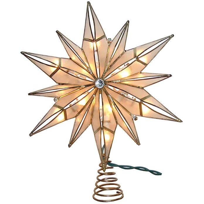 Kurt S. Adler UL3150 10-Light 12 Point Capiz Star & Center Gem Treetop