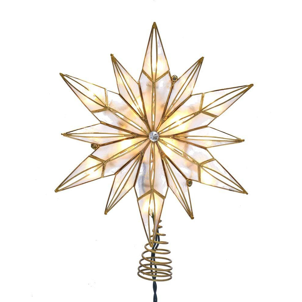 Kurt S. Adler UL3150 10-Light 12 Point Capiz Star & Center Gem Treetop