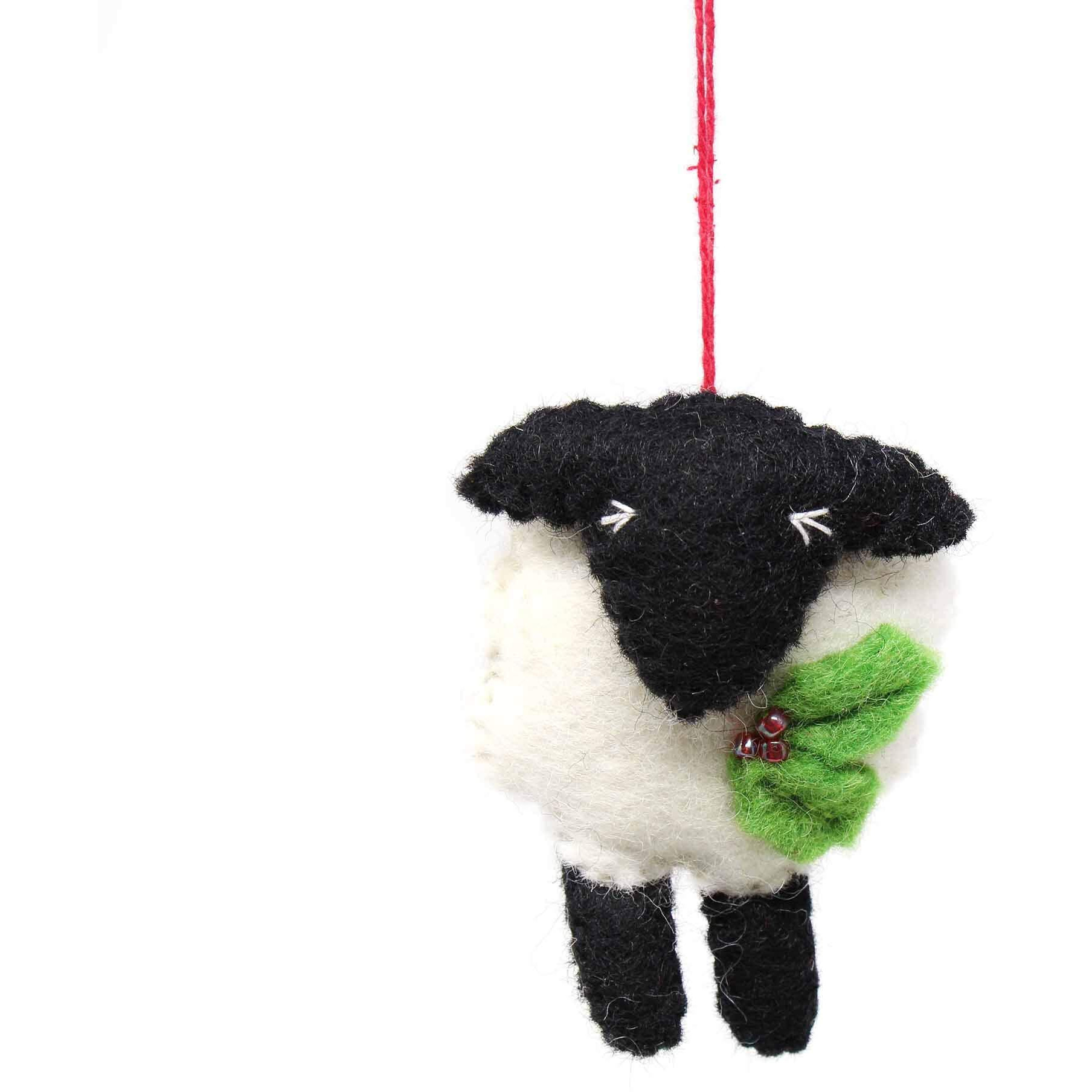 Global Groove GLG60042-01 Crafts Hand Crafted Wool Felt Christmas Or Winter Ornaments From Nepal  Sheep