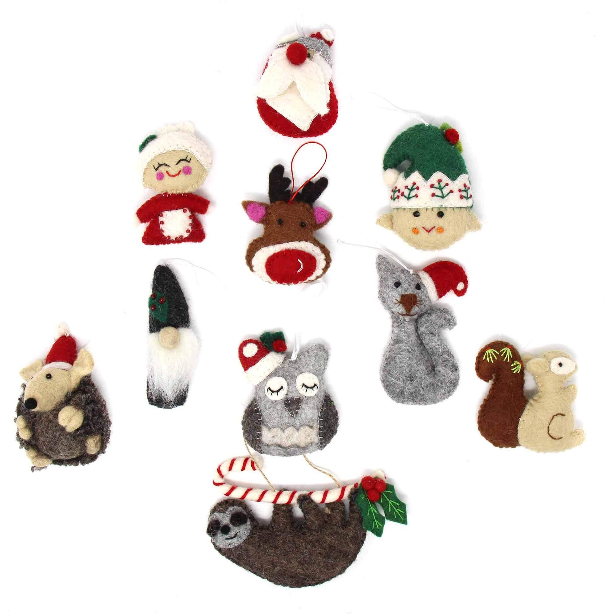 Global Groove GLG60042-01 Crafts Hand Crafted Wool Felt Christmas Or Winter Ornaments From Nepal  Sheep