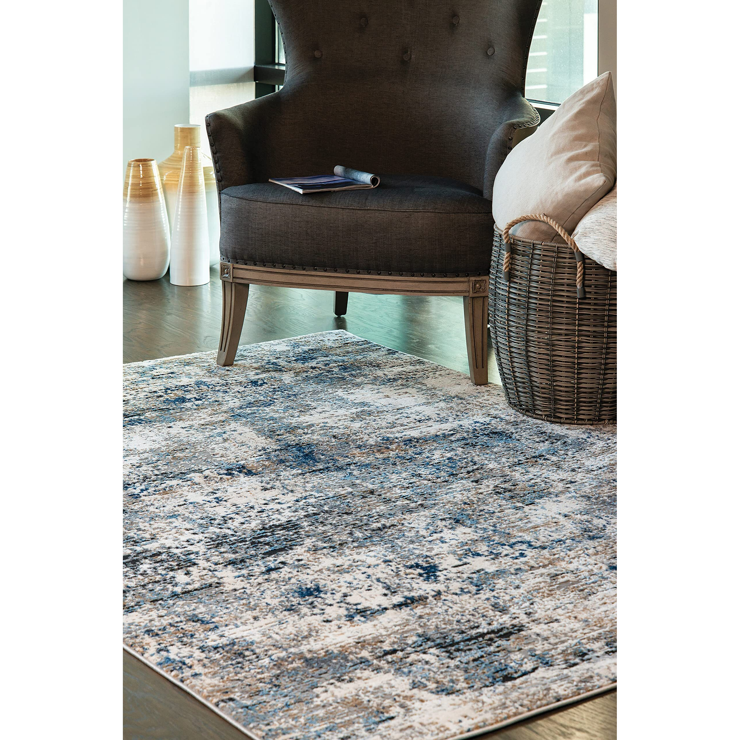 United Weavers of America 4535 10160 24 Eternity Barcelona Blue Accent Rectangle Rug  1 ft. 11 in. x 3 ft.