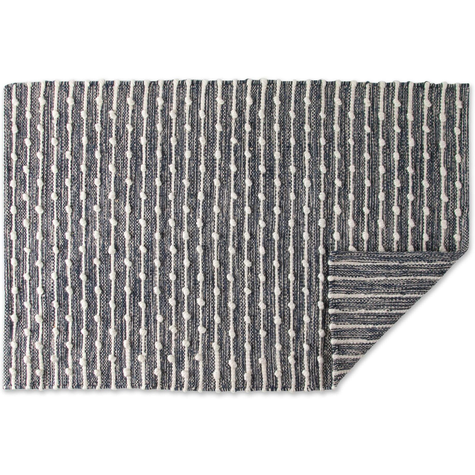 Design Imports CAMZ12196 2 x 3 ft. Recycled Cotton Loop Rug  French Blue
