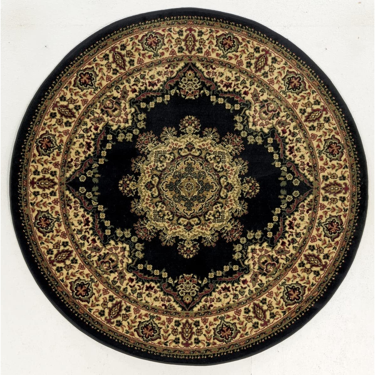 1191-2255-BLACK 5 ft.3 Round Castello Area Rug - Black