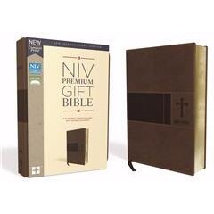 Zondervan 143972 NIV Premium Gift Bible Leathersoft - Comfort Print&44 Brown