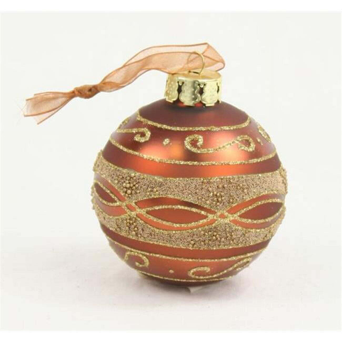 80 mm Beaded Glass Ball Ornament&44 Bronze