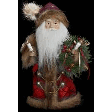 10 in.10-Light Burgundy and Brown Santa Treetop