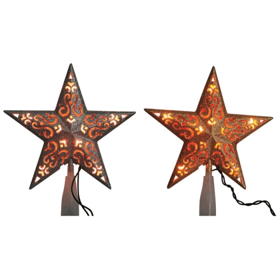 49136A-71 Star Tree Topper with Glitter - Gold Silver