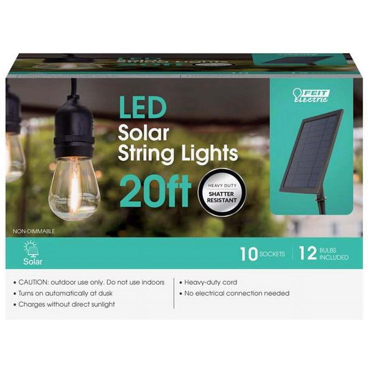 20 ft. LED Solar String Light Set&44 Amber - 10 lights