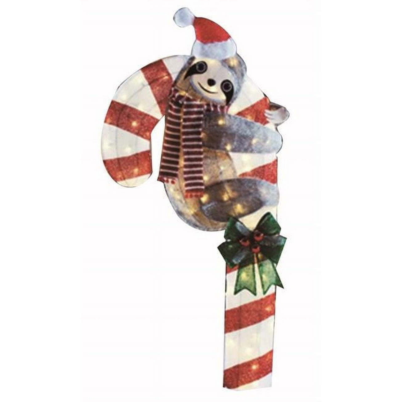 4 ft. LED Sloth with Candy Cane Yard Decor&44 Warm White