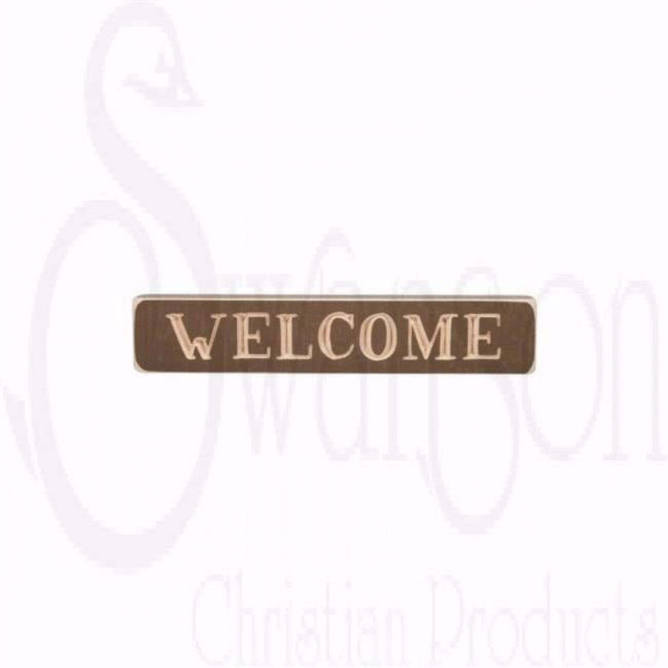 Welcome Engraved Sign&44 Brown - 1.75 x 9 in.