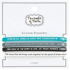 Threads of Faith - Silicone Bracelet Set - Philippines 4.13&44 Ephesians 6.10&44 Galatians 5.22 & Romens 8.28