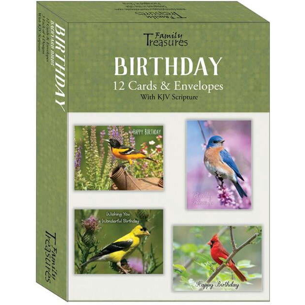Boxed - Card Birthday-Backyard Birds - Box of 12