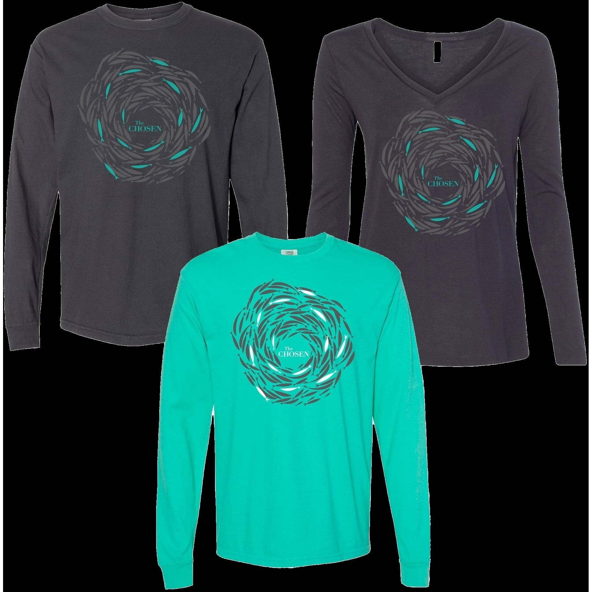 Womens Against The Current- Long Sleeve V-Neck T-Shirt&44 Teal - 3XL
