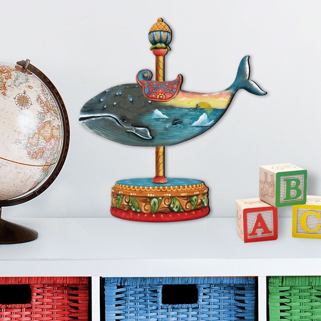 12 x 9 in. Carousel Whale Holiday Outdoor Decor Large Ornaments