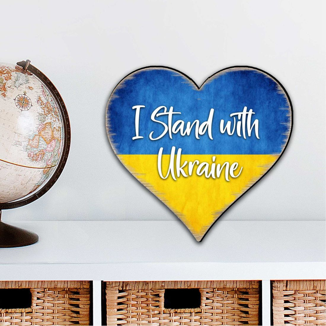 12 x 9 in. I Stand with Ukraine Heart Holiday Outdoor Decor Large Ornaments