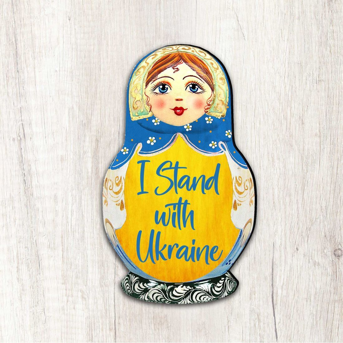 12 x 9 in. I Stand with Ukraine Nesting Doll Holiday Outdoor Decor Large Ornaments