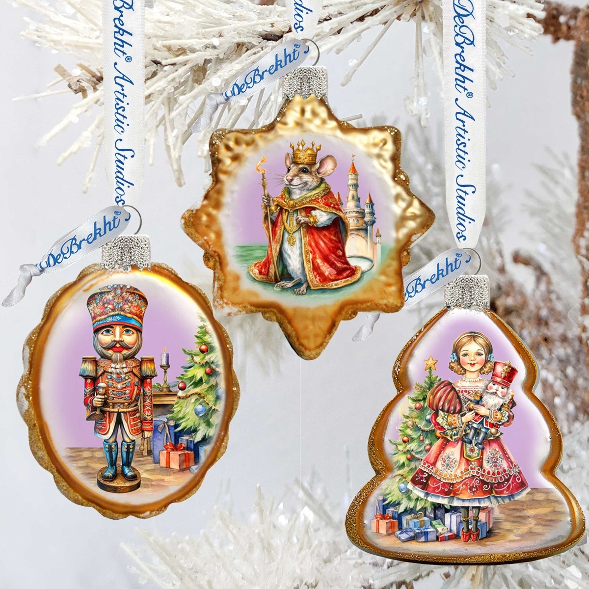 3 x 2 in. Nutrcracker Mercury Glass Ornaments Christmas Decor&44 Set of 3