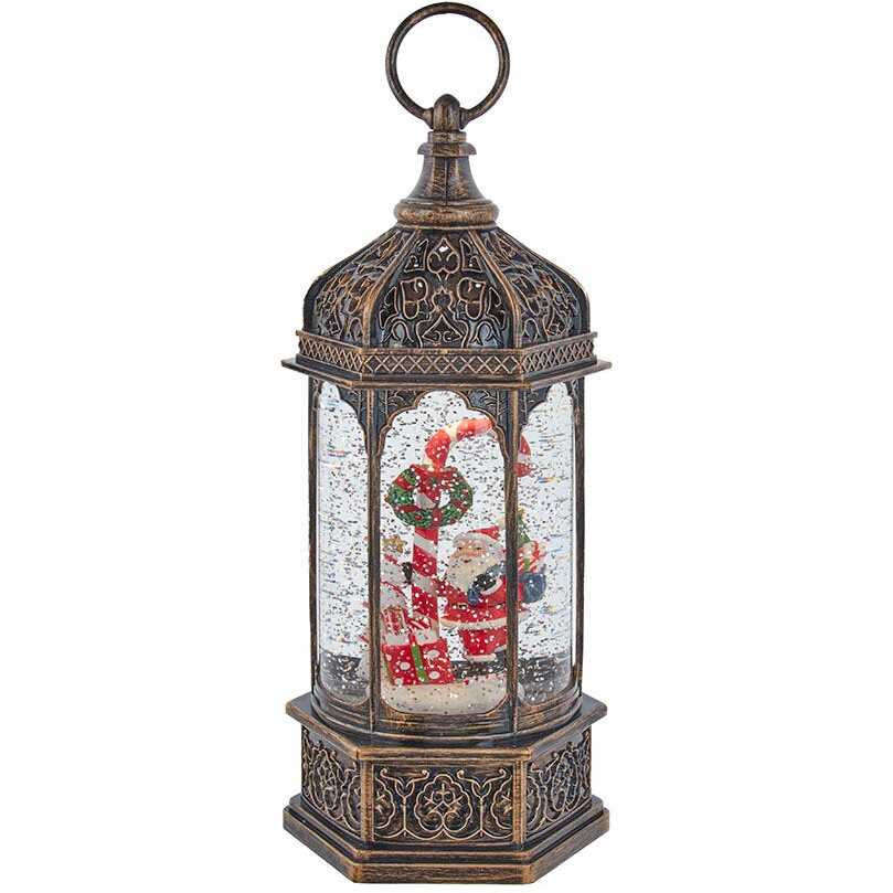 11 in. Battery-Operated Light Up Santa Water Lantern