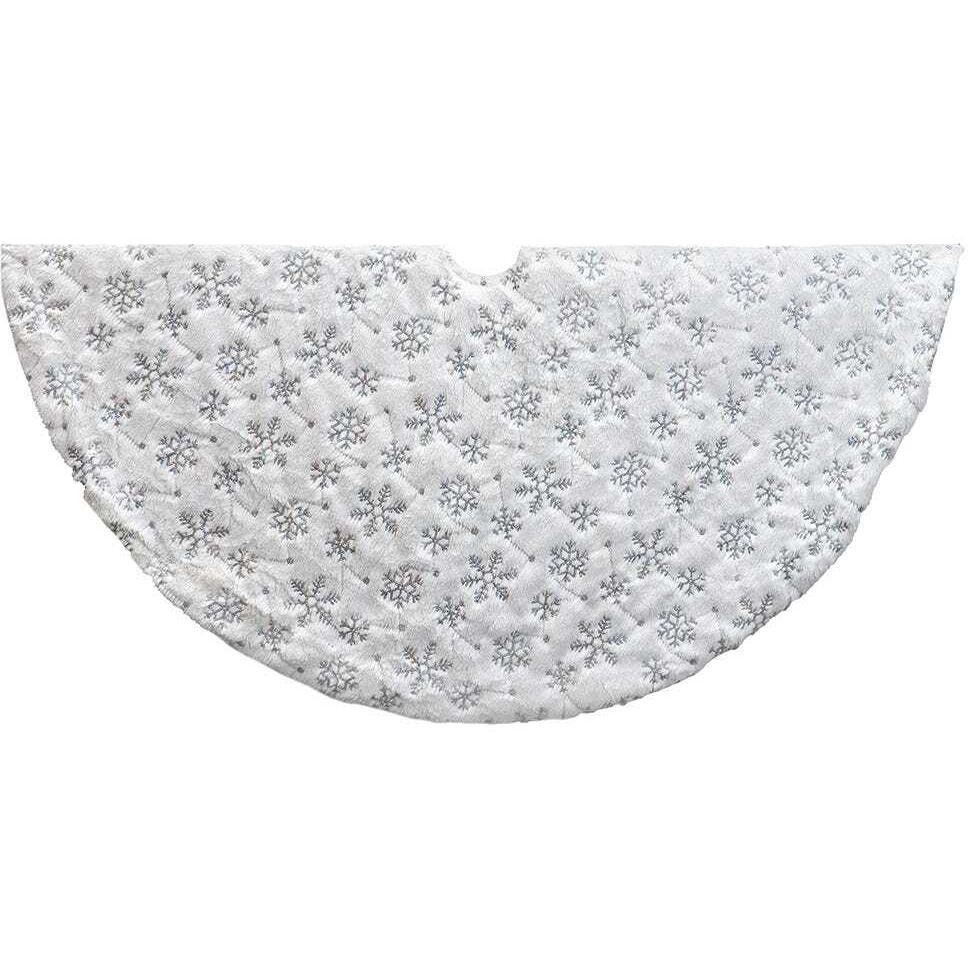 48 in. White Tree Skirt with Snowflake Border