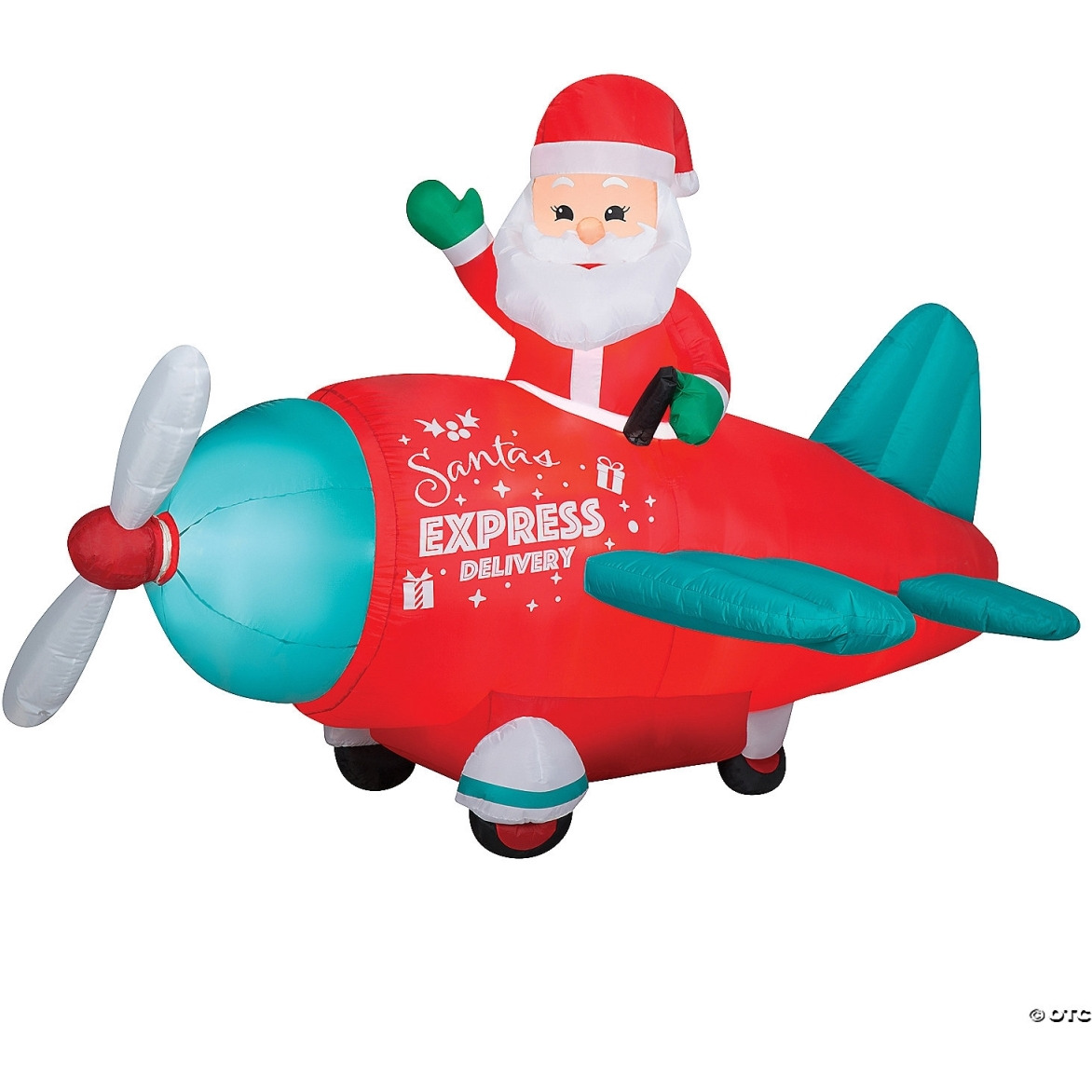 61 in. Airblown Animated Santa in Vintage Airplane Inflatable Christmas Outdoor Yard Decor