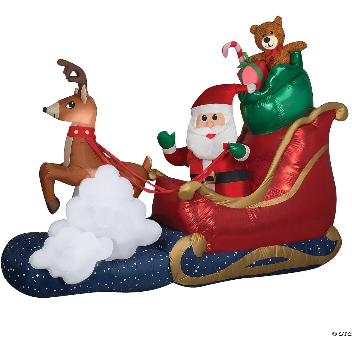 84 in. Airblown Animated Luxe Waving Santa with Rocking Reindeer on a Cloud Inflatable Christmas Outdoor Yard Decor