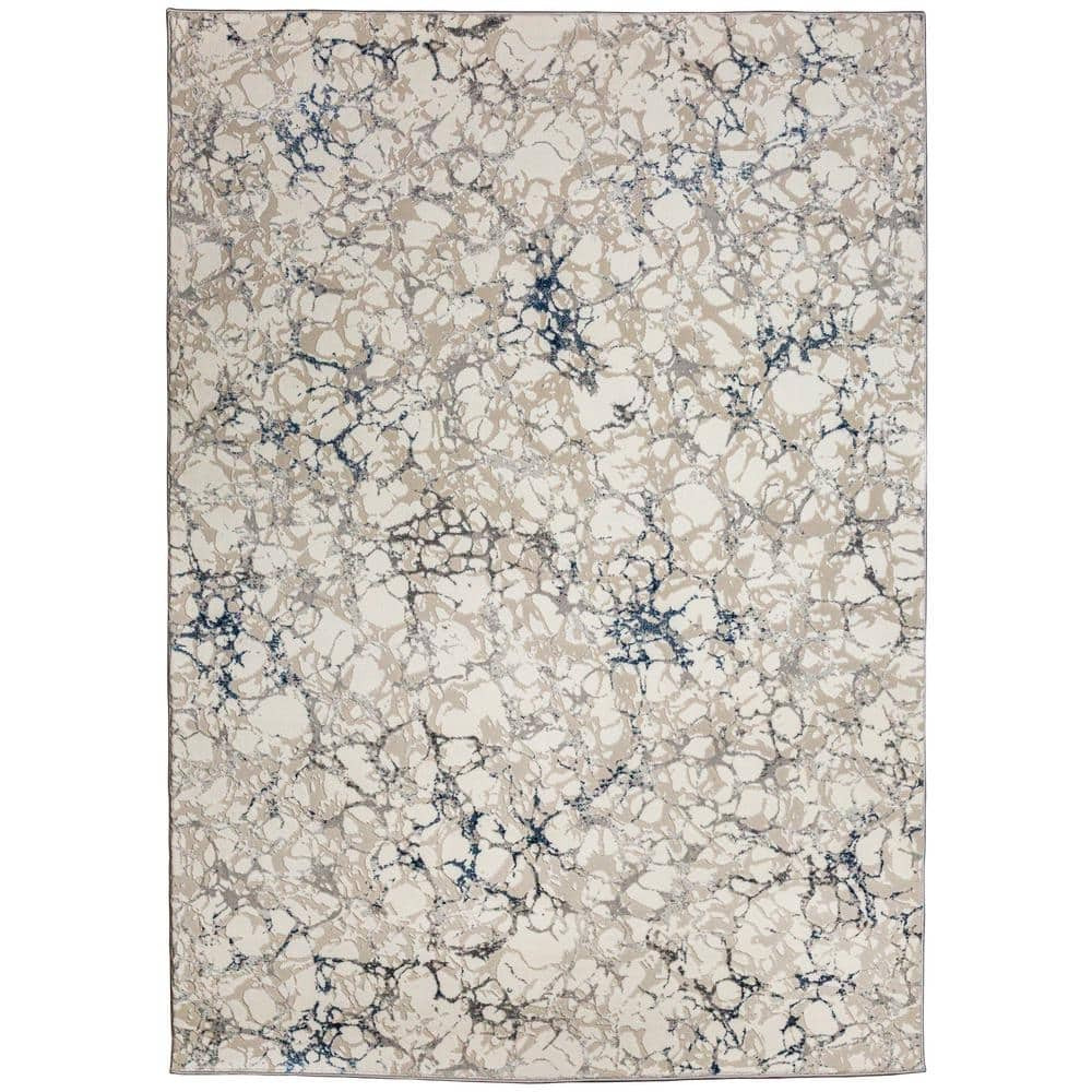 1240-1012-BLUE 5 ft. 3 in. x 7 ft. 3 in. Livigno Marbled Rectangle Area Rug&44 Blue