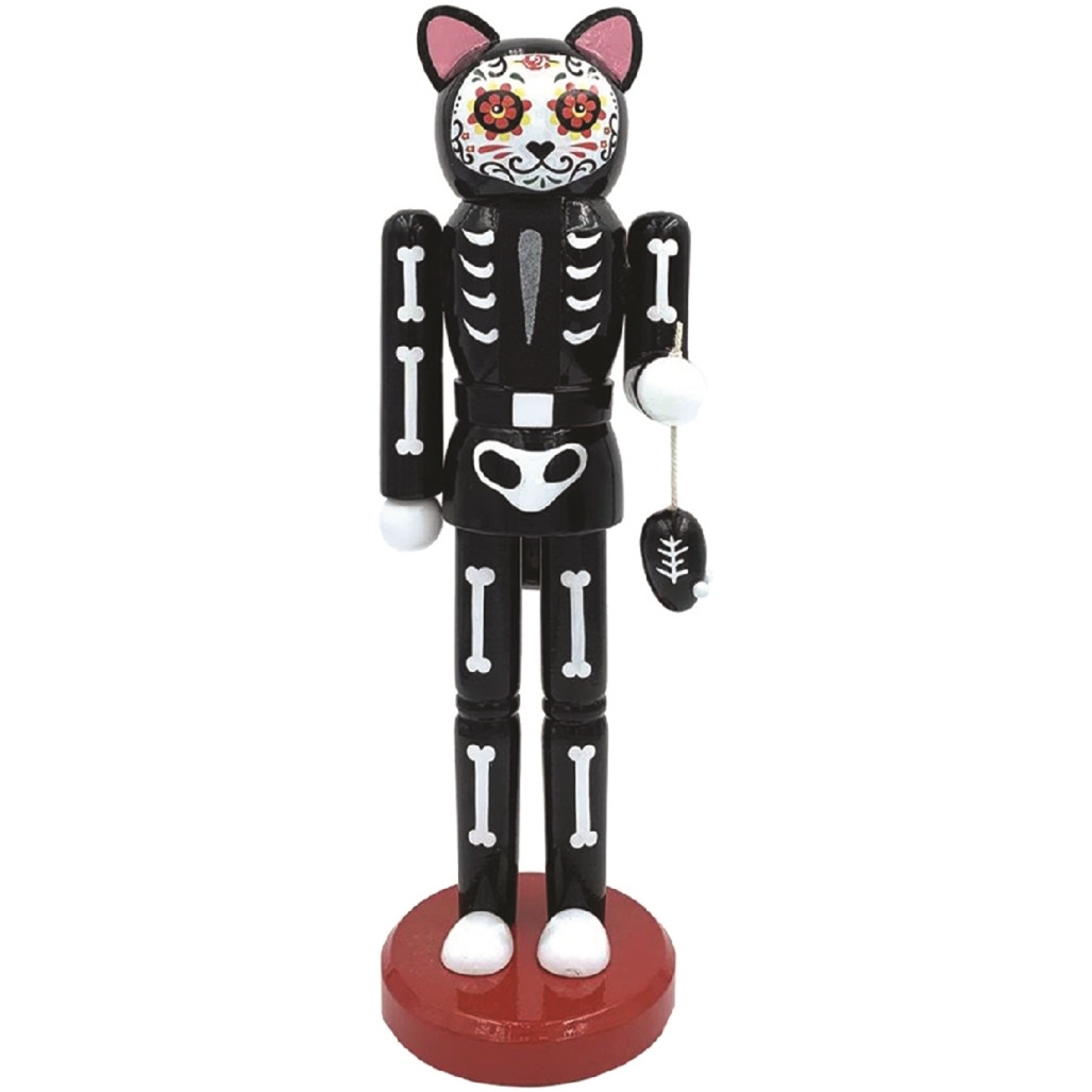 14 in. Day of the Dead Cat Nutcracker