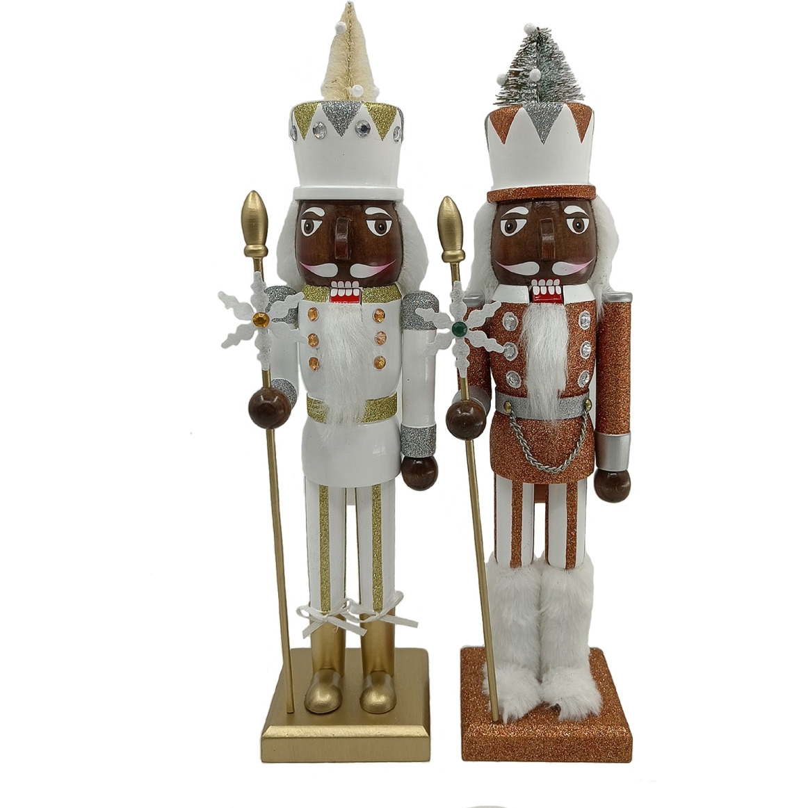 15 in. Silver & Gold Nutcracker - Set of 2