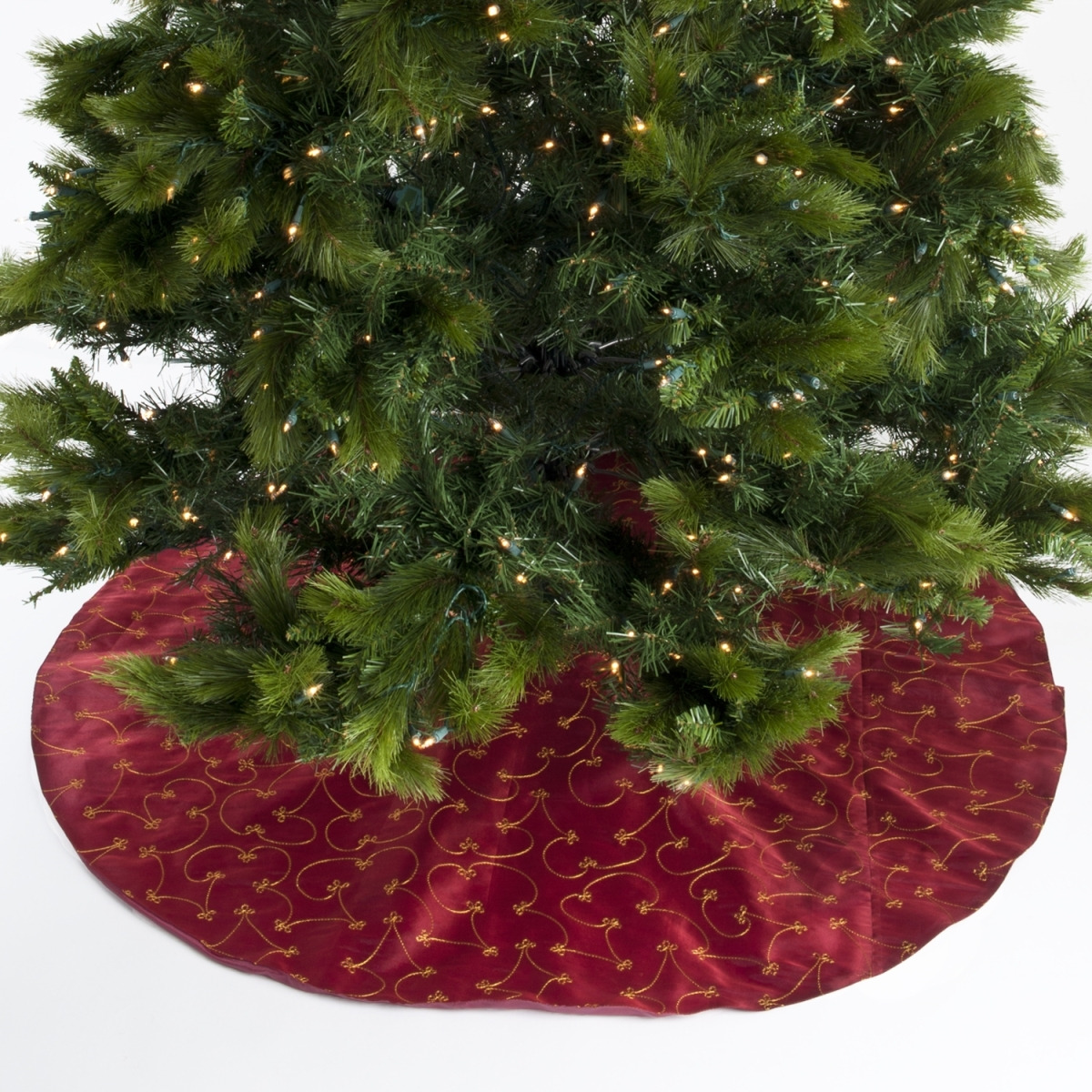 52 in. Ari Embroidered Tree Skirt&44 Burgundy