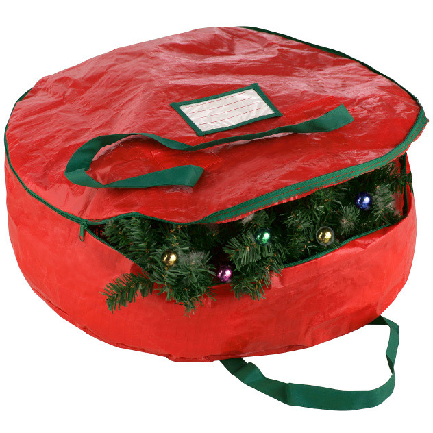 1013 Premium Red Holiday Christmas Wreath Storage Bag for 24 in. Wreaths