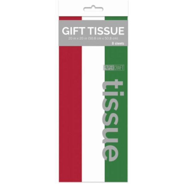 20 x 20 in. Papercraft Color Tissue Paper&44 Red&44 Green & White - 8 Count