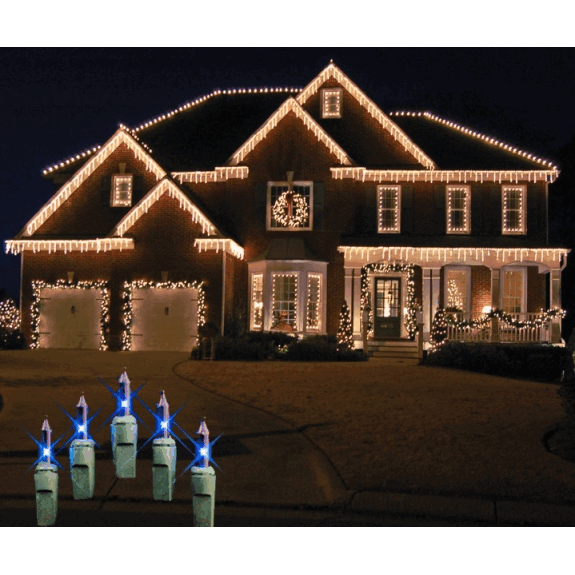 6.5 in. Long Blue 100 Icicle Lights On Green Wire