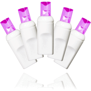 35 Count Pink Decorative LED Light Set on White Wire 4 in. Spacing