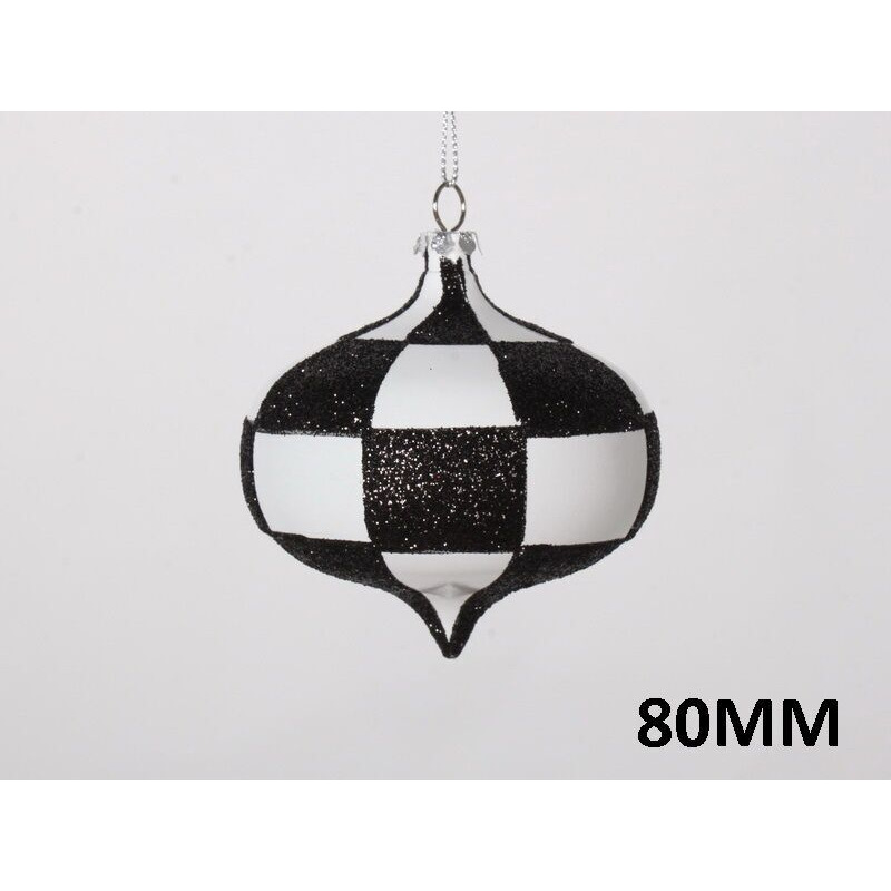 80 mm White & Black Checker Onion Ornament