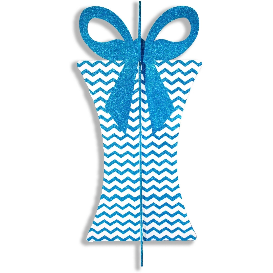 3D-GIFT-31-AQ-WH 31 in. 3D Christmas Gift Box&44 Aqua & White