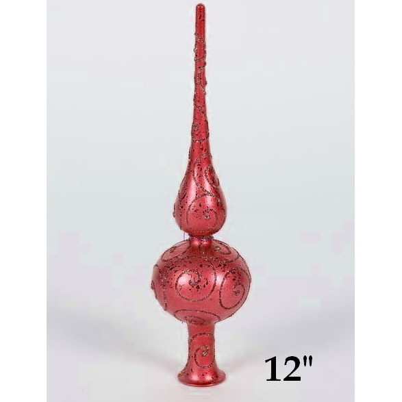 12 in. Glitter Finial Topper&44 Red