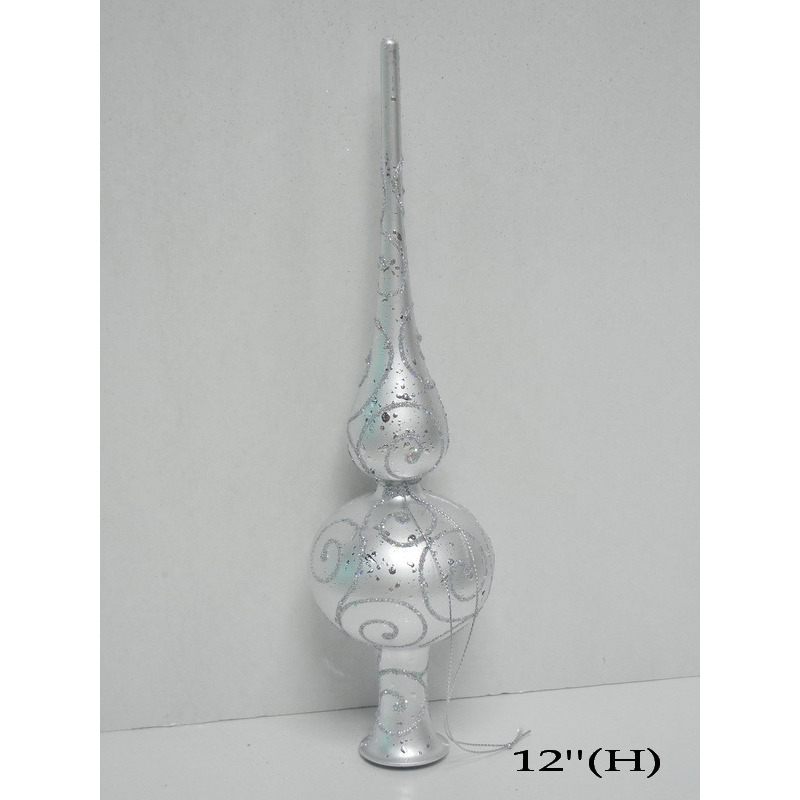 12 in. Glitter Finial Topper&44 Silver