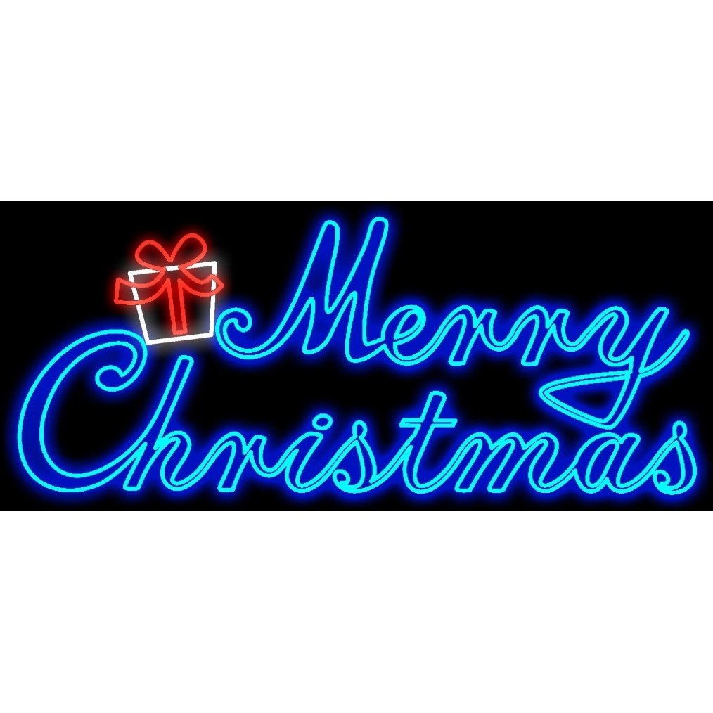 2 ft. LED Merry Christmas Sign&44 Blue