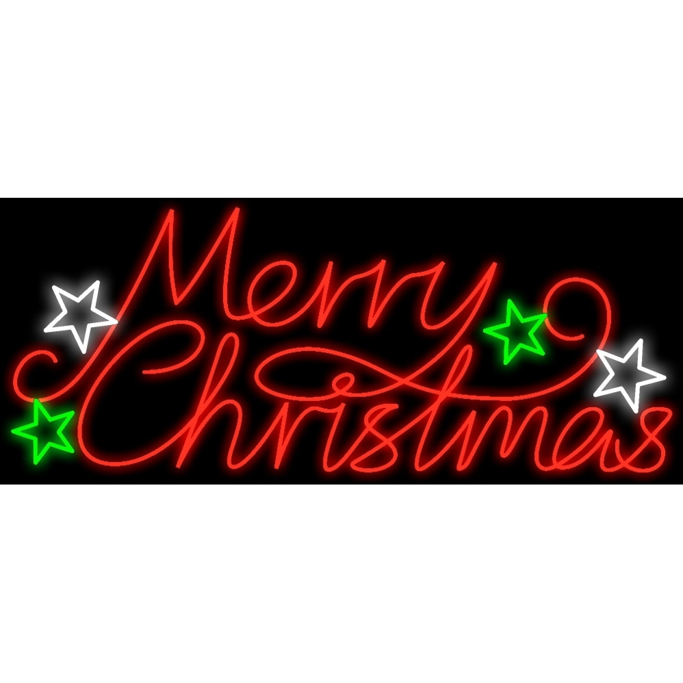 2 ft. LED Merry Christmas Sign&44 Red