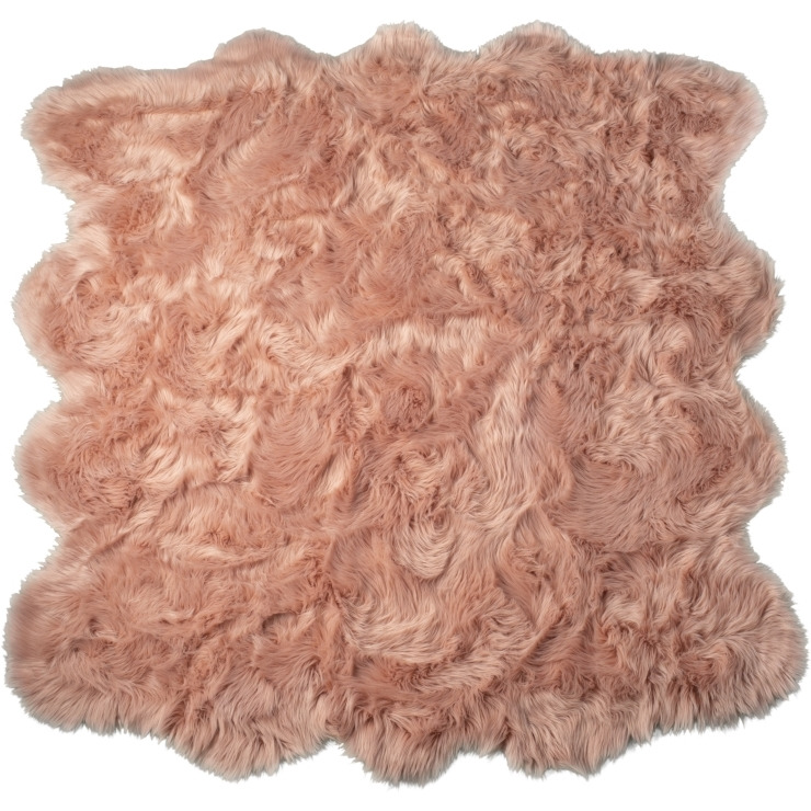 Home Decor Gordon Faux Sheepskin Octo Rug | 1-Piece | Dusty rose | 6&aposx6&apos