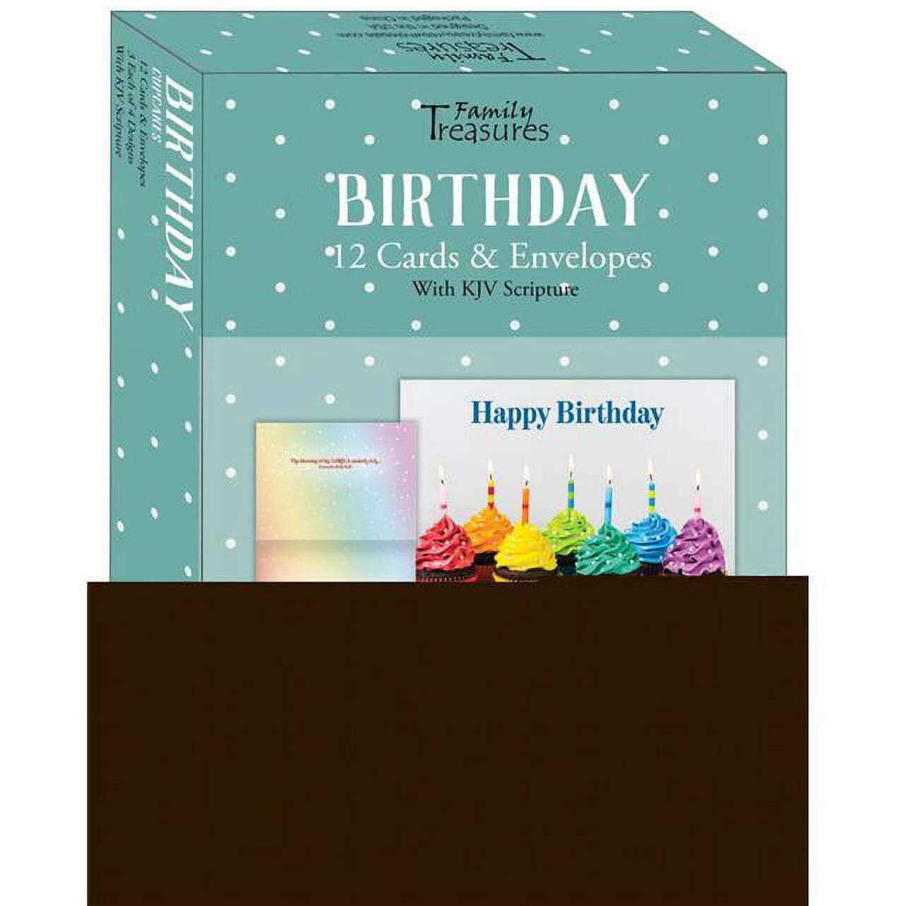 Family Treasures Wholesale  Boxed - Card Birthday-Cupcakes - Box of 12