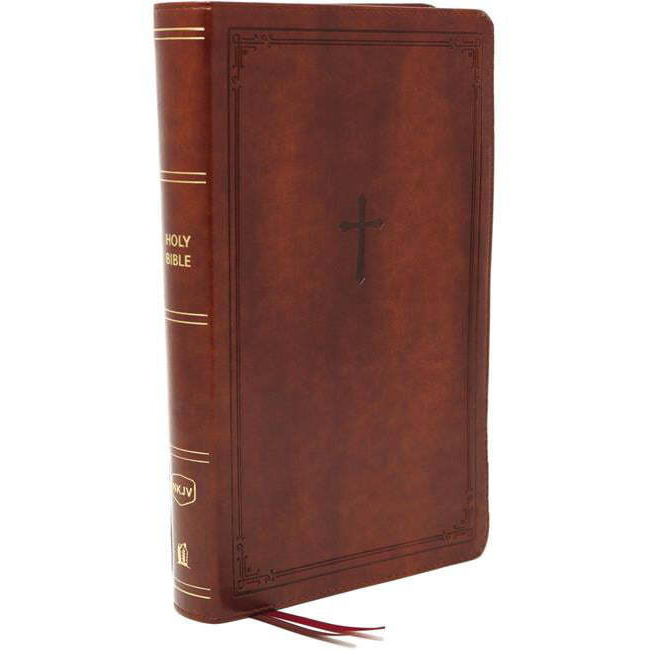 Nelson Bibles  NKJV Compact Large Print Reference Bible&44 Brown Leathersoft