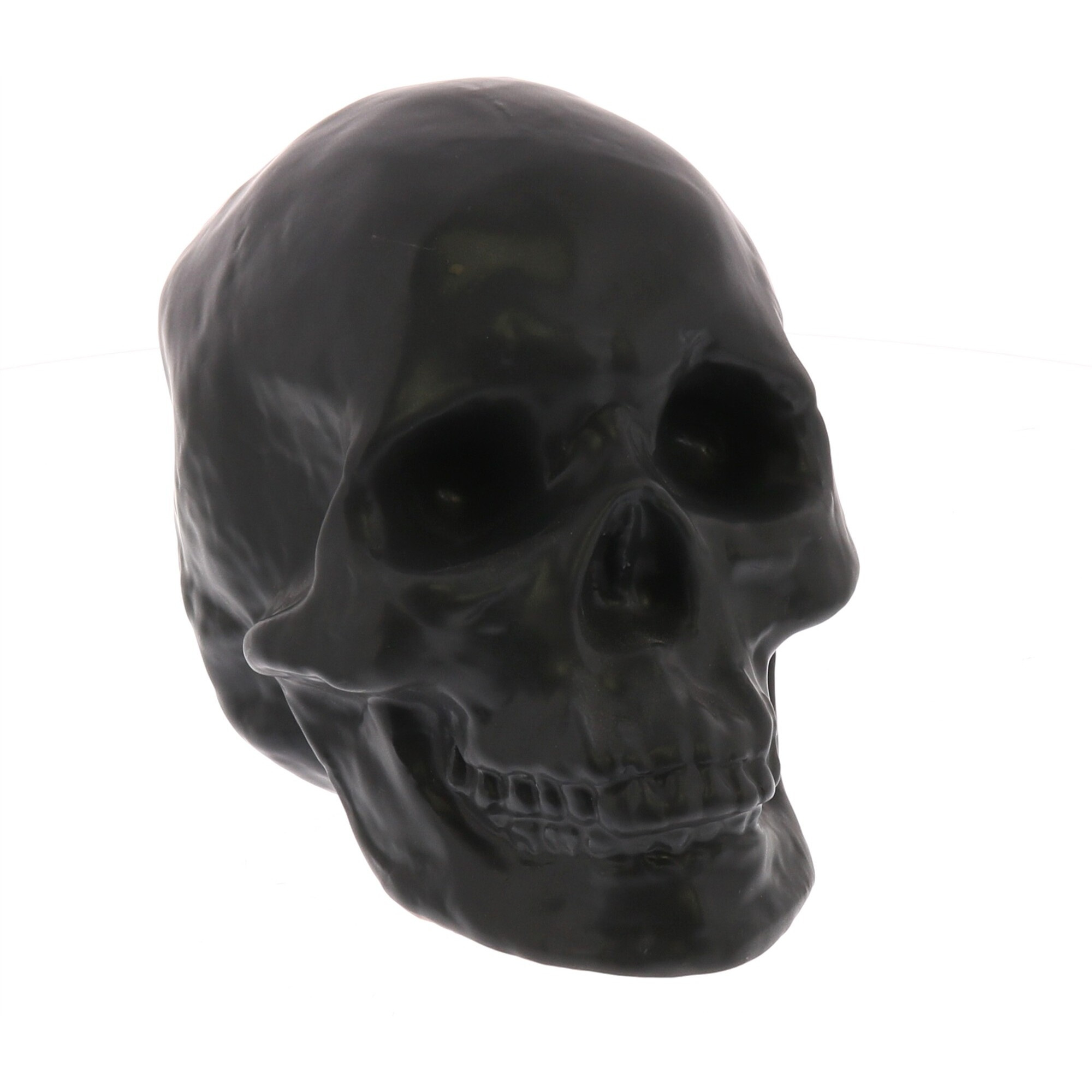 Black Ceramic Skull Sculpture