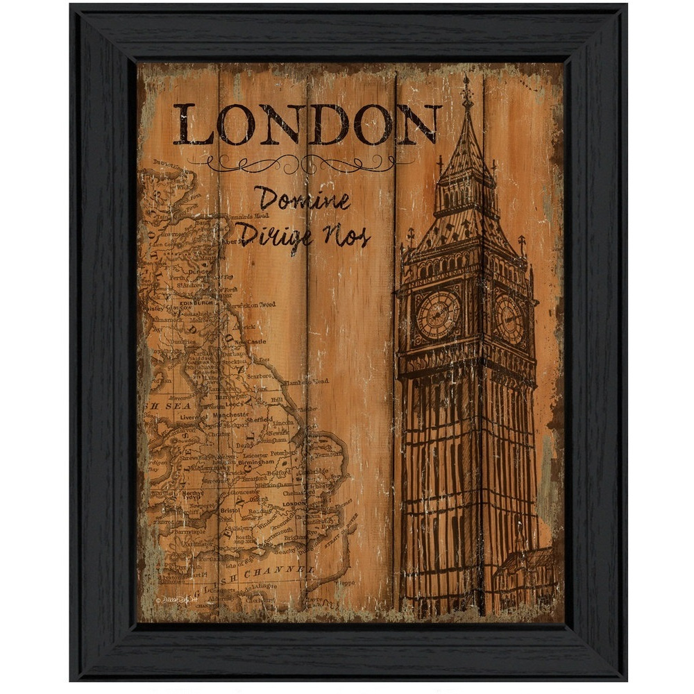 London Travel Poster Black Framed Print Wall Art
