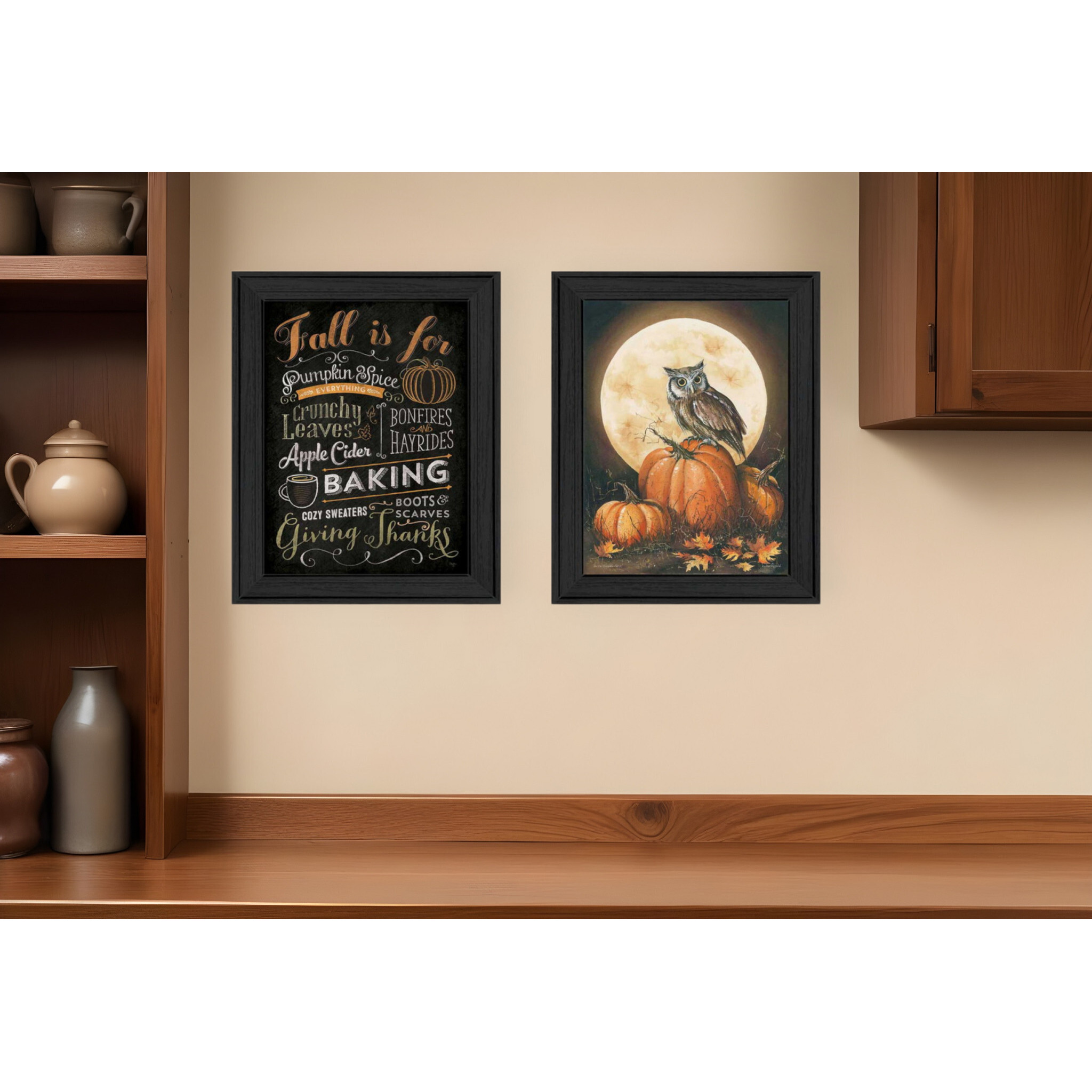 Set Of Two Pumpkin Patch Black Framed Print Wall Art