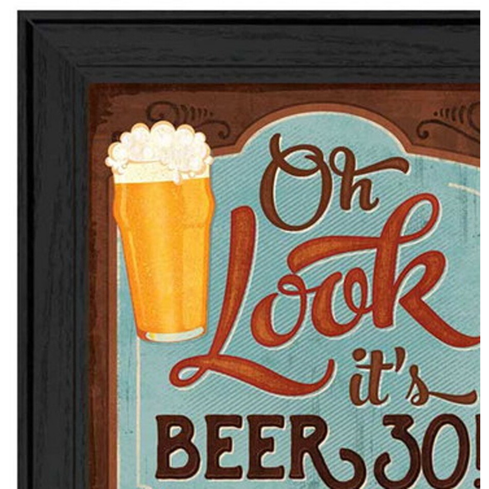 Set Of Two Beer Oclock Black Framed Print Wall Art