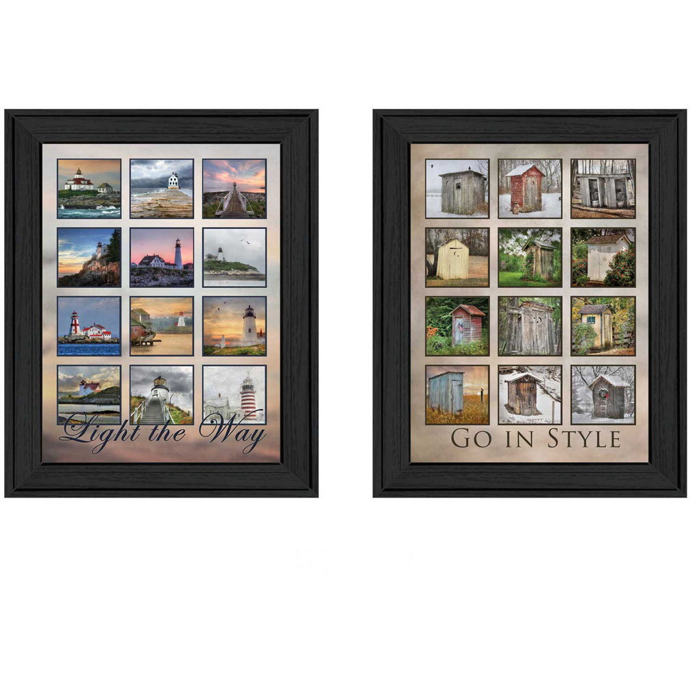 Set Of Two Light Your Way Black Framed Print Wall Art