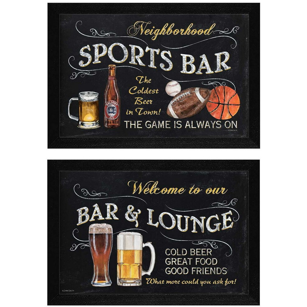 Set Of Two Sports Bar Black Framed Print Wall Art